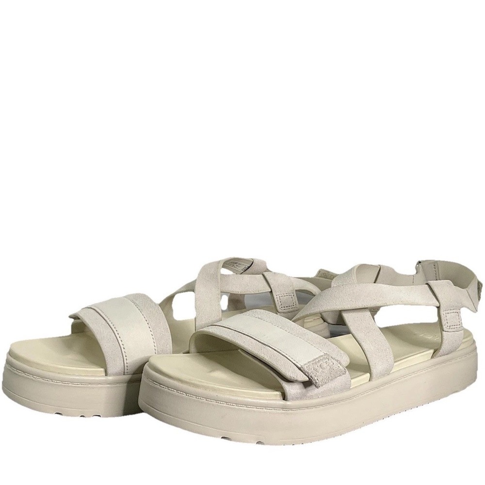 Womens UGG ZAYNE Ankle Strap 2 SANDAL‎ White Leather 1.5"Platform Sz 11 New